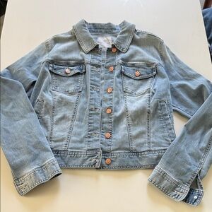 Celebrity Pink Denim Jacket with Copper buttons Women’s L
